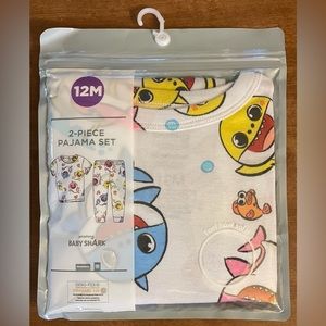 NEW Baby Shark 2-Piece Short Sleeve Pajama Sleep Set Baby Toddler Sz 12 Month